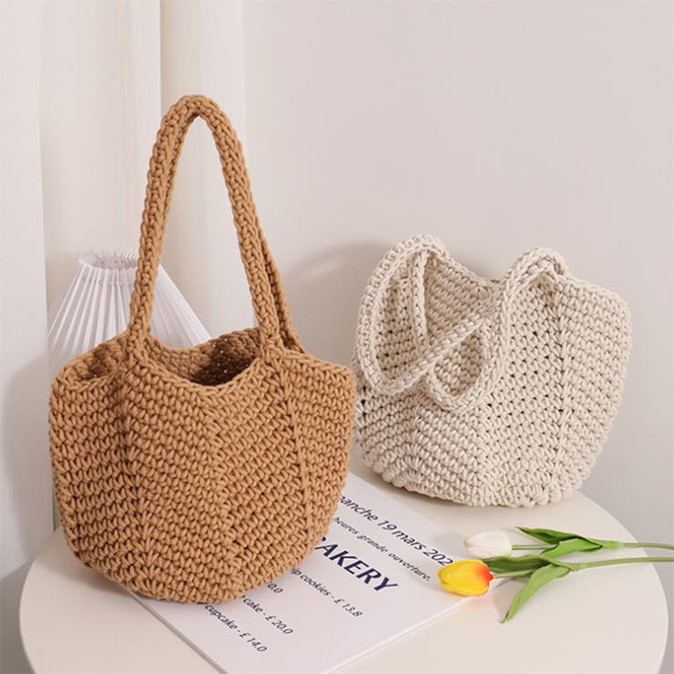 春 夏 編みニットかごバッグ | RAKUku | 詳細画像6 