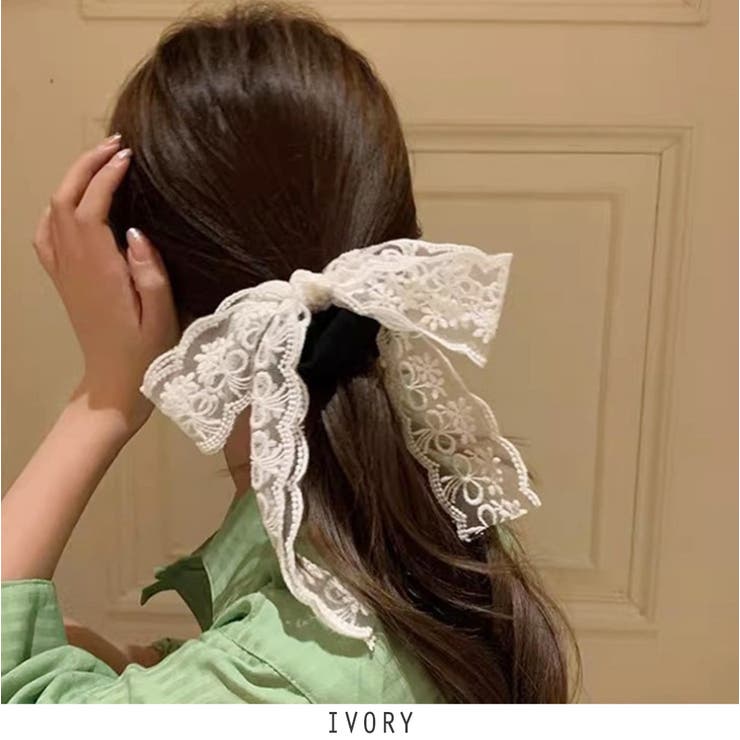 24NEW レース リボン シュシュ ヘアゴム[品番：RKKW0003090