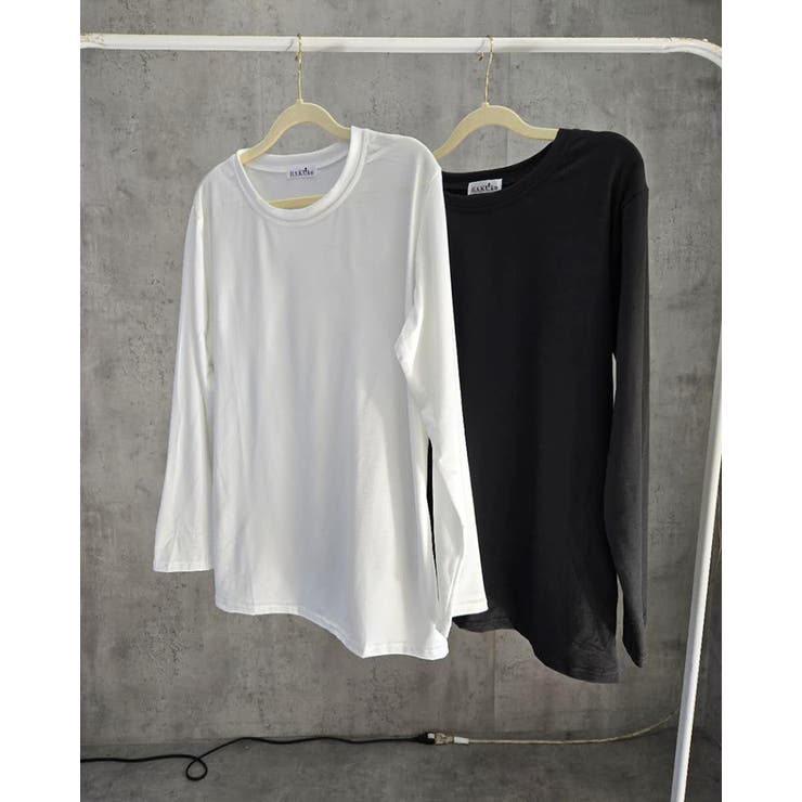 ラウンドロングTシャツ ロンT シンプル Tシャツ インナー 長袖 無地 | RAKUku | 詳細画像5 