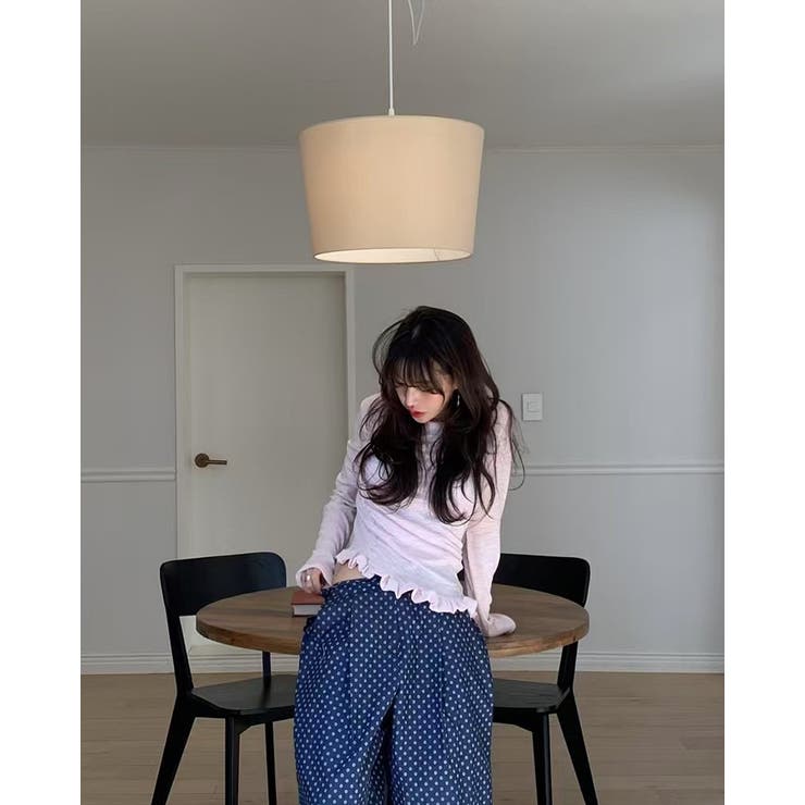 フリルシアートップス アシメントリー ロンT シンプル 個性的 長袖 無地 | RAKUku | 詳細画像3 