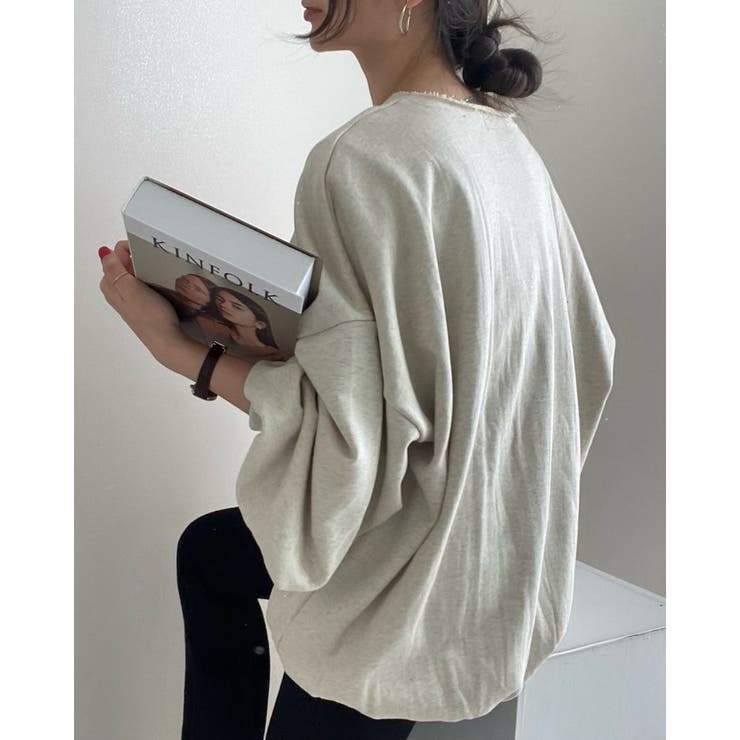 2color ラウンドレースアップ ランタンスリーブスウェット | RAKUku | 詳細画像3 