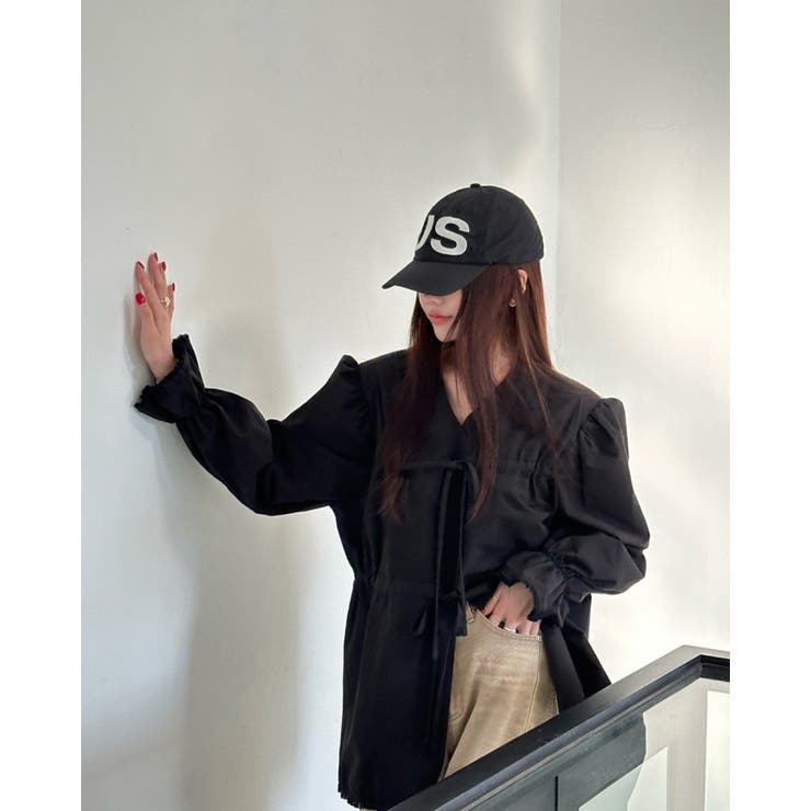 2color パワーショルダー Vネックフリルトップス | RAKUku | 詳細画像11 