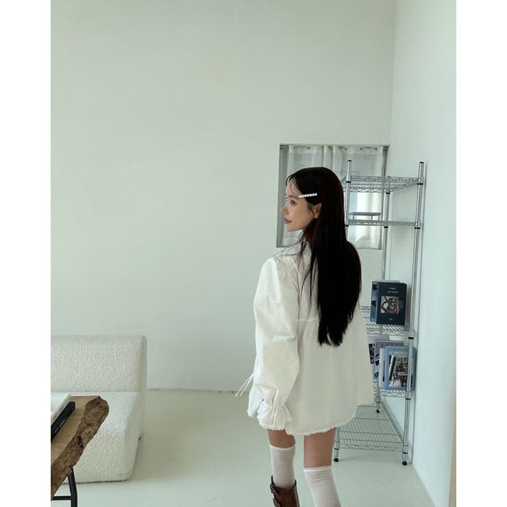 2color パワーショルダー Vネックフリルトップス | RAKUku | 詳細画像5 