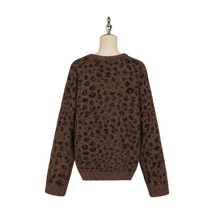 2color レオパード クルーネック ニットプルオーバー ゆったり 暖かい | RAKUku | 詳細画像12 