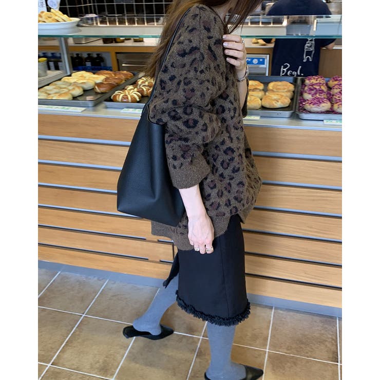 2color レオパード クルーネック ニットプルオーバー ゆったり 暖かい | RAKUku | 詳細画像2 