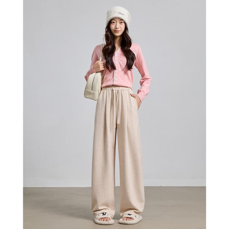 ベージュ | 4color 裏ピーチ バレルレッグパンツ | RAKUku