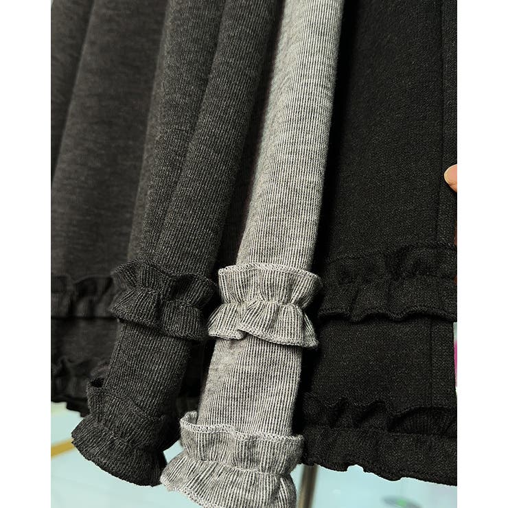 ブラック | 3color 裾フリルワイドパンツ フリルパンツ | RAKUku