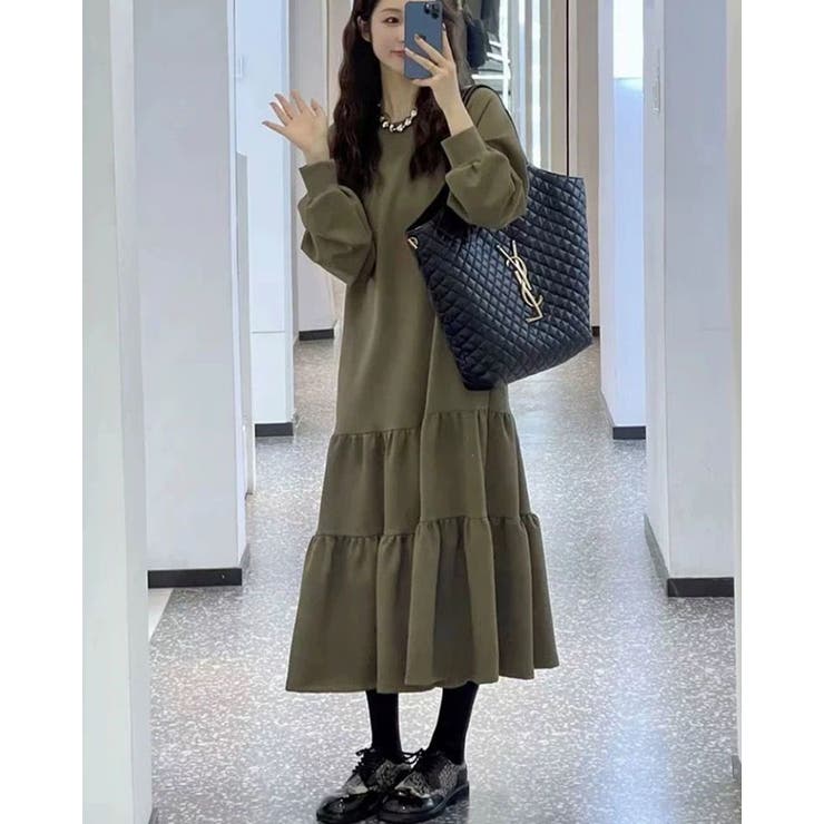 2color ラウンドティアードワンピース ロングワンピース | RAKUku | 詳細画像3 