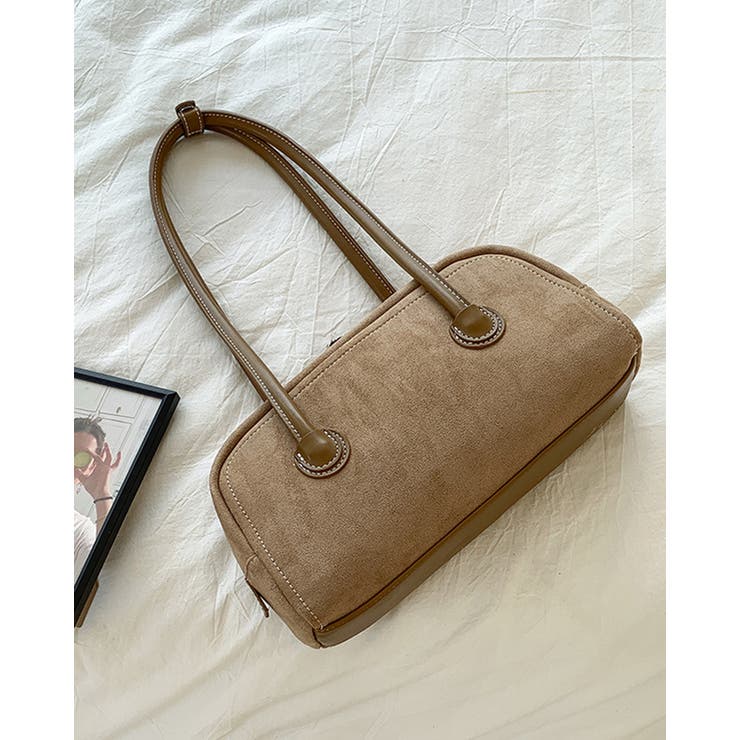 ベージュ | スエード ショルダー ロングボストンバッグ ショルダーバッグ ミニマル 韓国系 | RAKUku