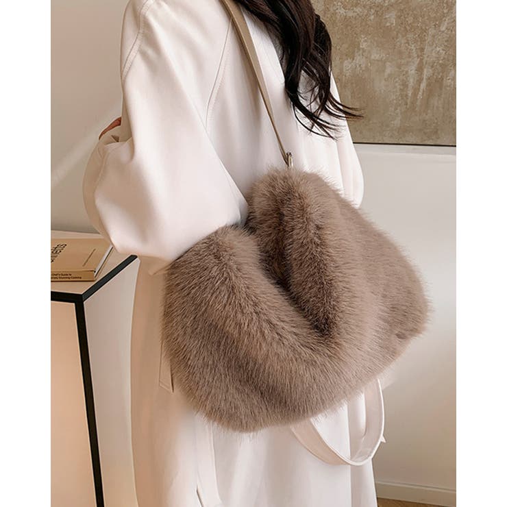 ブラウン | 3color エコファー ショルダーバッグ | RAKUku