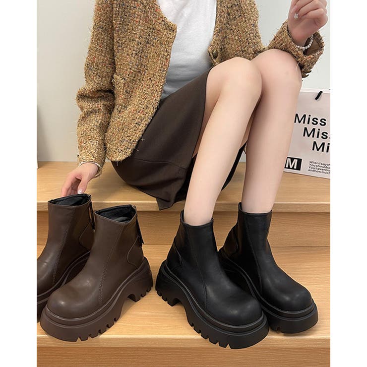 2color 厚底ショートブーツ フェイクレザー | RAKUku | 詳細画像5 