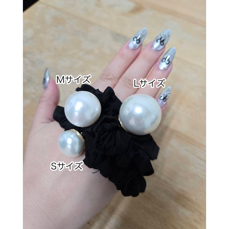 3size ビッグパールシュシュ パールゴム オケージョン 高級感 | RAKUku | 詳細画像6 