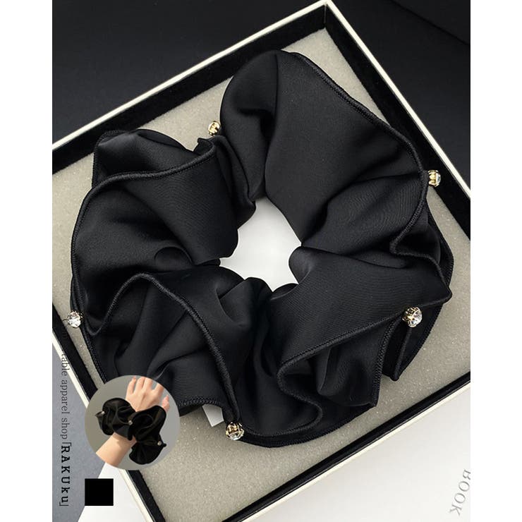 ストーン キラキラ シュシュ ダブルフリル ビッグフリル エレガント 高級感 | RAKUku | 詳細画像1 