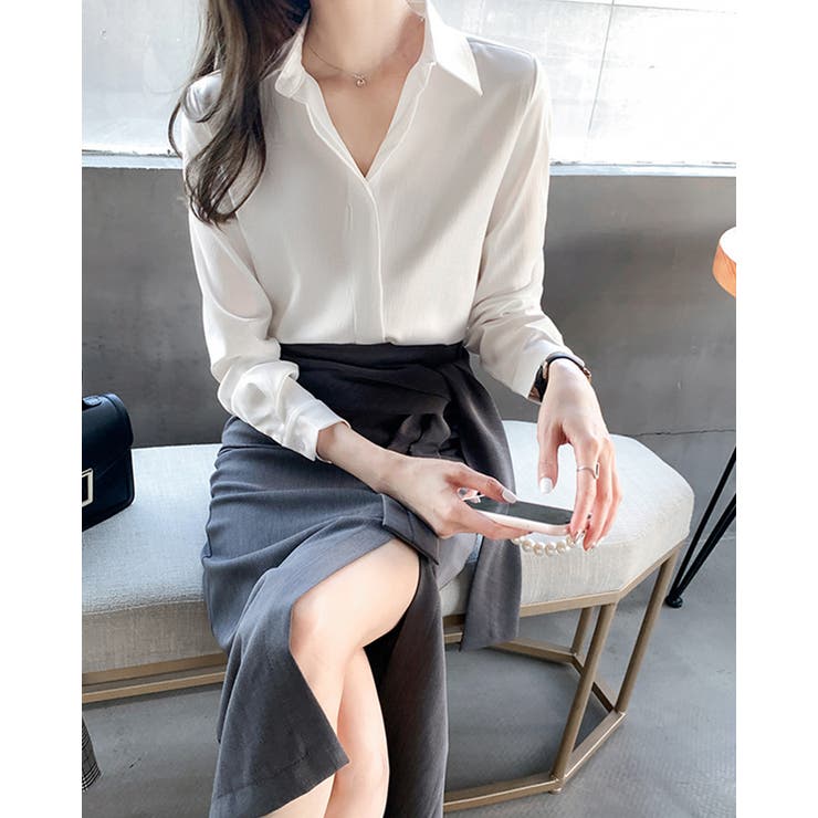 ホワイト | ブラウス オフィス カジュアル | RAKUku