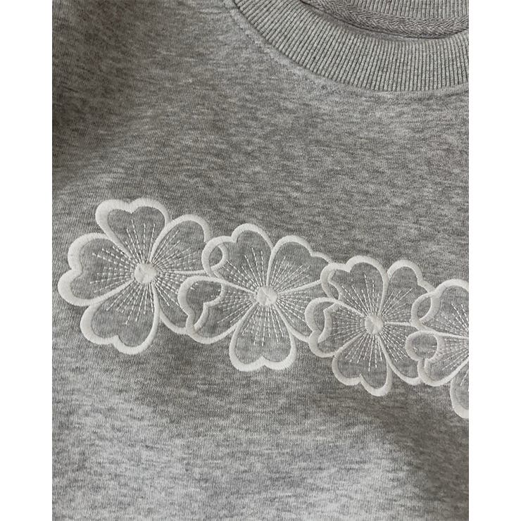 花柄 刺? レース スウェット 韓国ファッション[品番