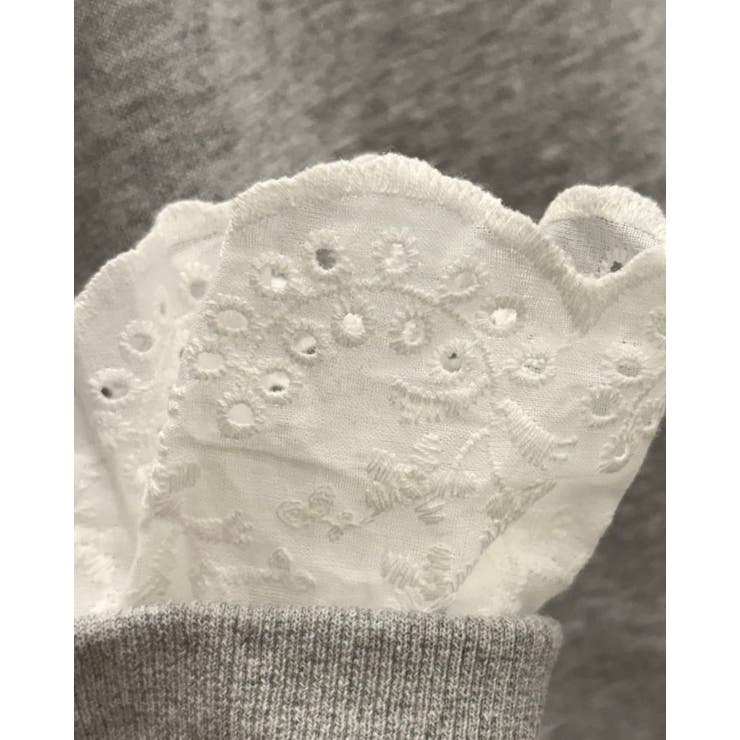 胸元シースルーレース刺繍 膝丈長袖タイトセットアップドレス 白