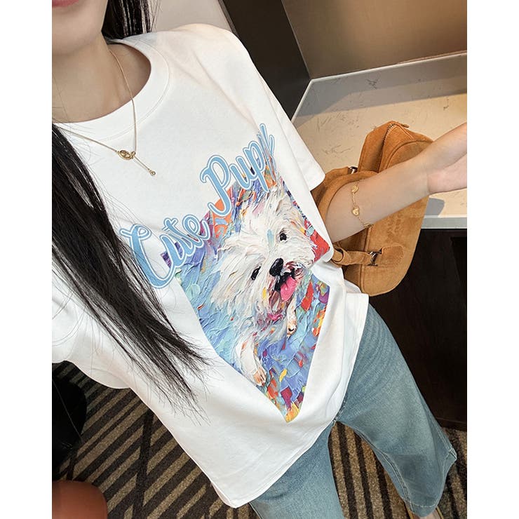 ホワイト | マルチーズ プリント Tシャツ | RAKUku