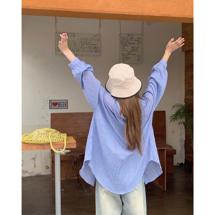 薄手 フード付きシャツ 長袖 チェック柄 紫外線対策 冷房対策 羽織 | RAKUku | 詳細画像9 