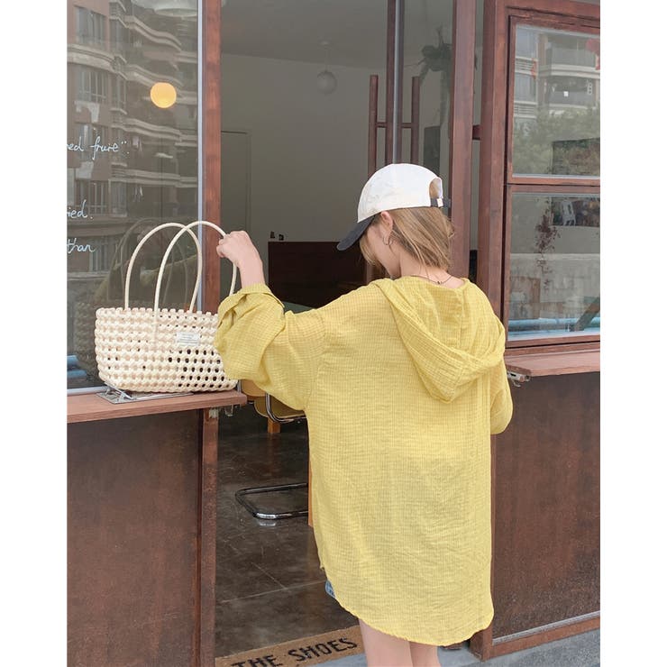 薄手 フード付きシャツ 長袖 チェック柄 紫外線対策 冷房対策 羽織 | RAKUku | 詳細画像8 