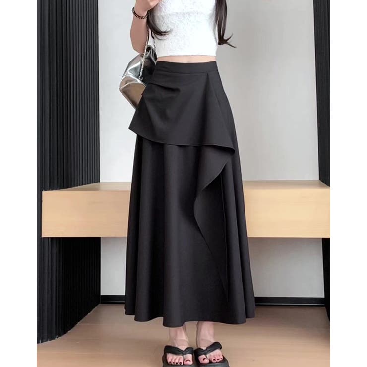 ブラック | アシメントリースカート ドレープデザイン | RAKUku