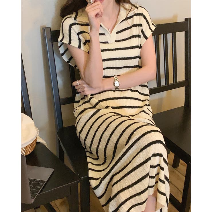 ボーダーサマーニット ワンピース ロングワンピース | RAKUku | 詳細画像4 