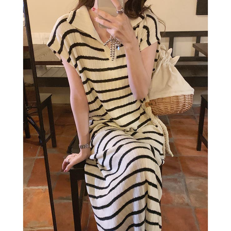 ボーダーサマーニット ワンピース ロングワンピース | RAKUku | 詳細画像5 