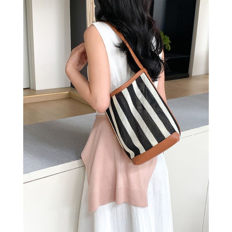 ブラウン | ショルダーバッグ 夏 ストライプ | RAKUku