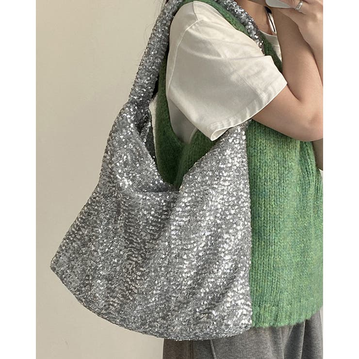 シルバー | スパンコール トートバッグ ショルダーバッグ | RAKUku