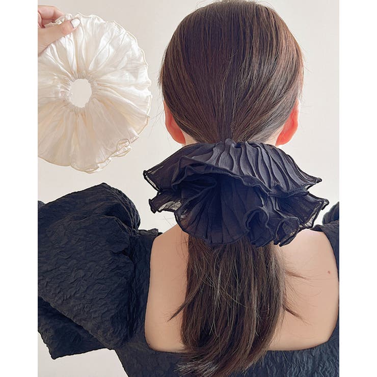 ヘアシュシュ ブラック ホワイト | RAKUku | 詳細画像1 