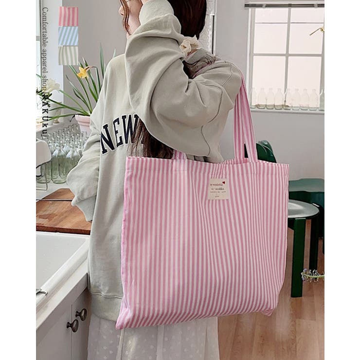 25ss ストライプトートバッグ サブバッグ かわいい 韓国系 パステル | RAKUku | 詳細画像1 