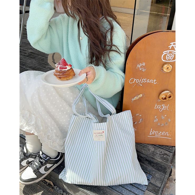 25ss ストライプトートバッグ サブバッグ かわいい 韓国系 パステル | RAKUku | 詳細画像9 