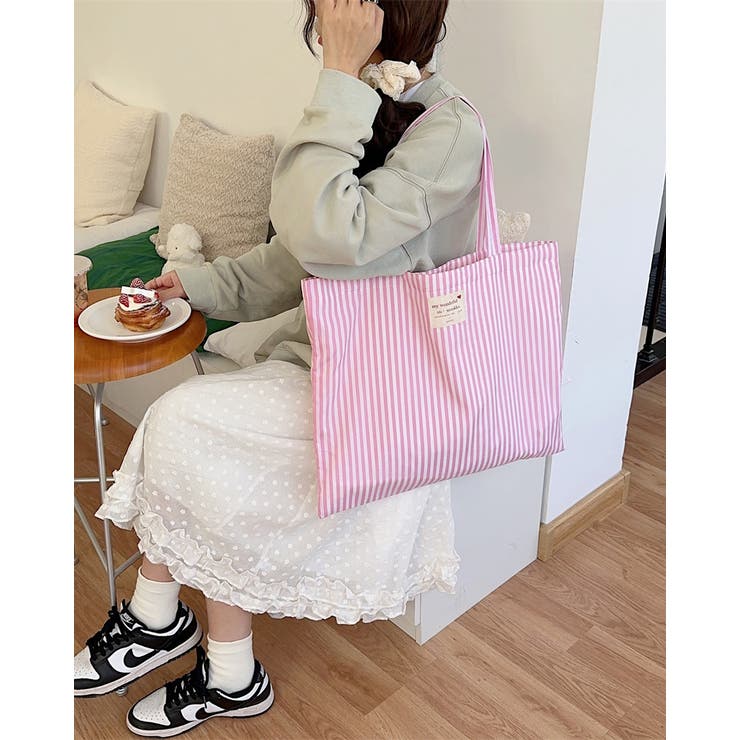25ss ストライプトートバッグ サブバッグ かわいい 韓国系 パステル | RAKUku | 詳細画像2 