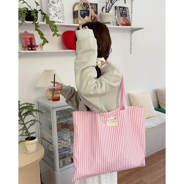 25ss ストライプトートバッグ サブバッグ かわいい 韓国系 パステル | RAKUku | 詳細画像3 
