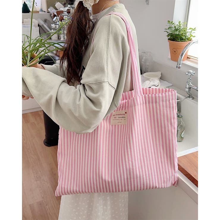 25ss ストライプトートバッグ サブバッグ かわいい 韓国系 パステル | RAKUku | 詳細画像4 