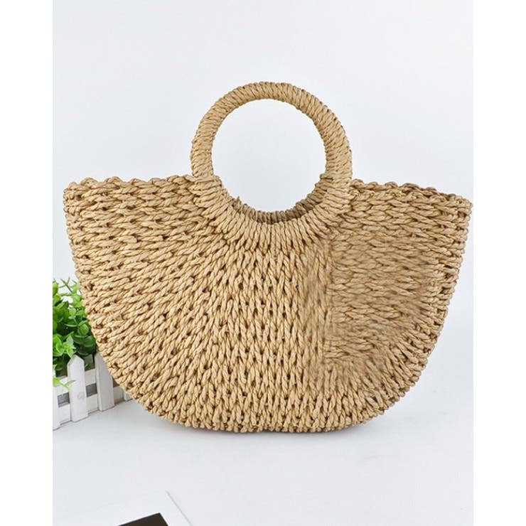 ラウンド | ストローラウンドかごバッグ 手編み | RAKUku