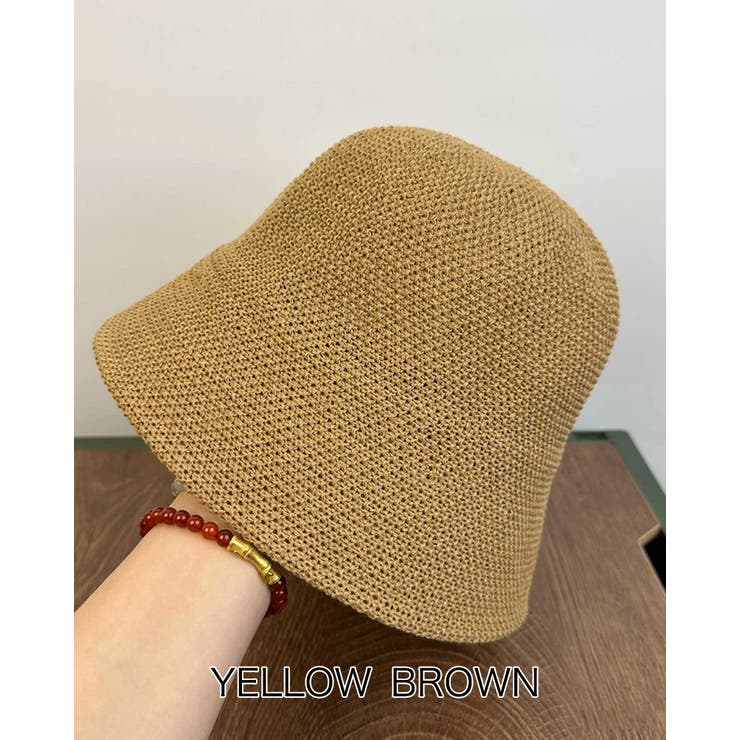 イエローブラウン | ユニセックス クロシェハット バケットハット 折りたたみ ゆったりサイズ | RAKUku