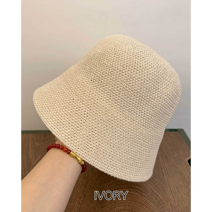 アイボリー | ユニセックス クロシェハット バケットハット 折りたたみ ゆったりサイズ | RAKUku