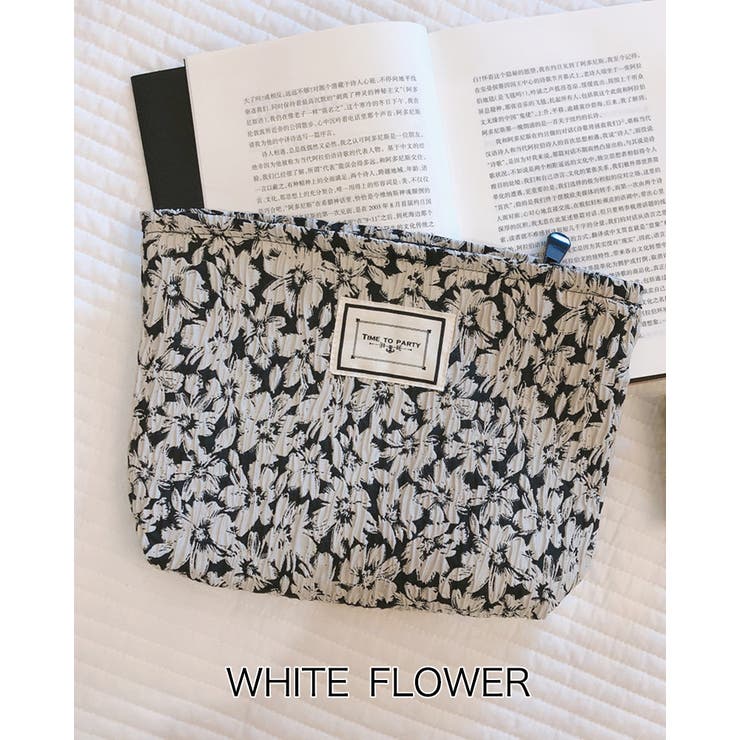 ホワイトフラワー | 花柄 リボン マルチポーチ | RAKUku