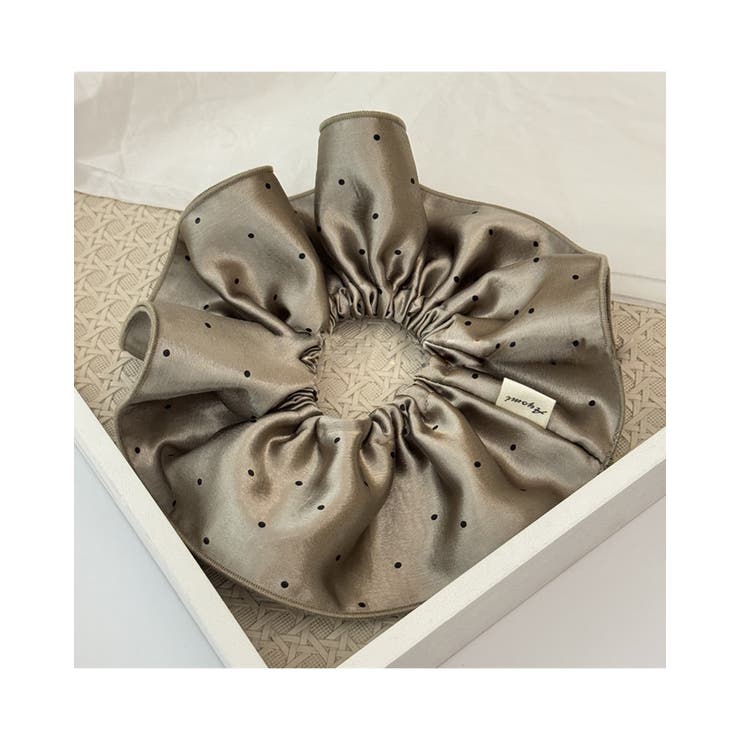 シャンパンゴールド | ドット柄ヘアシュシュ ドット ヘアゴム | RAKUku