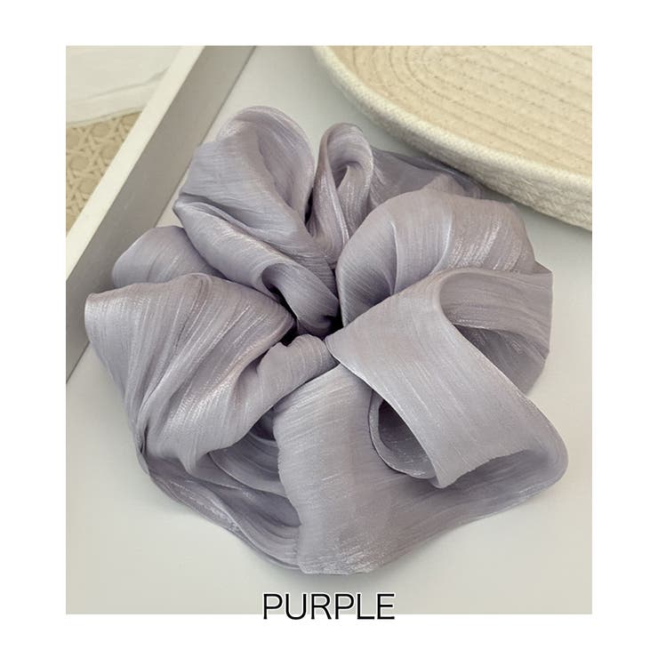 パープル | シフォンビッグシュシュ ビッグフリル モノトーン 高級感 | RAKUku