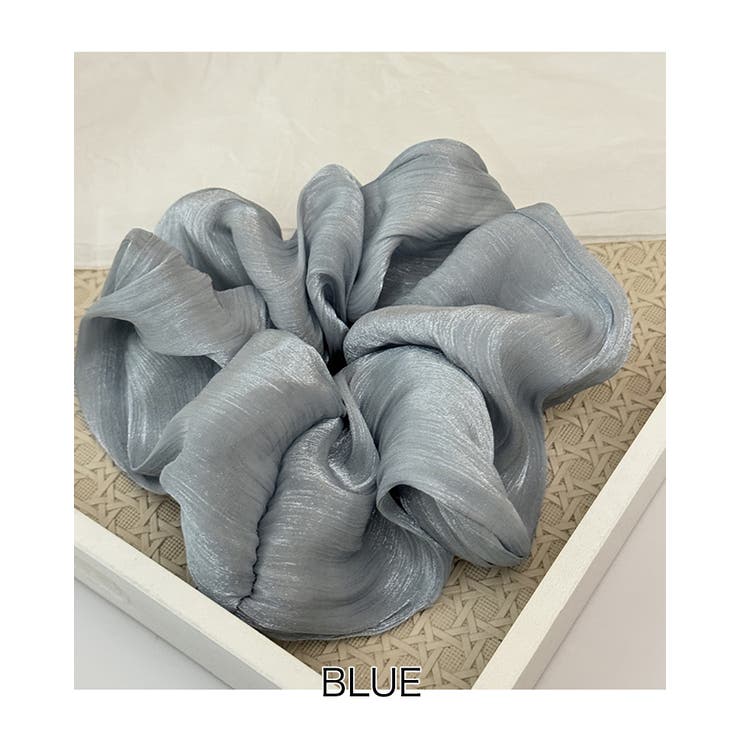 ブルー | シフォンビッグシュシュ ビッグフリル モノトーン 高級感 | RAKUku