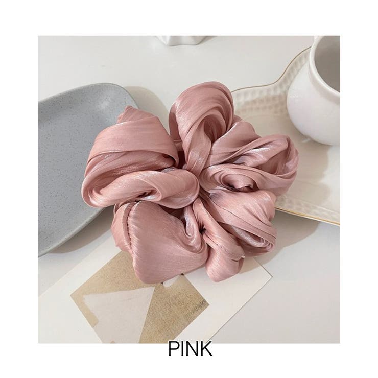 ピンク | シフォンビッグシュシュ ビッグフリル モノトーン 高級感 | RAKUku