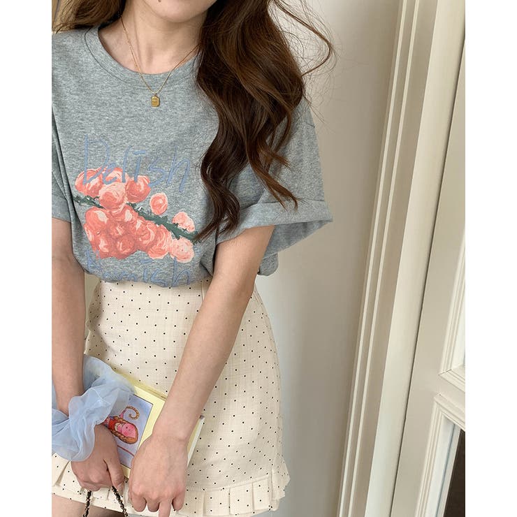【3color】ぶどうアートプリント オーバーサイズTシャツ 半袖 | RAKUku | 詳細画像3 