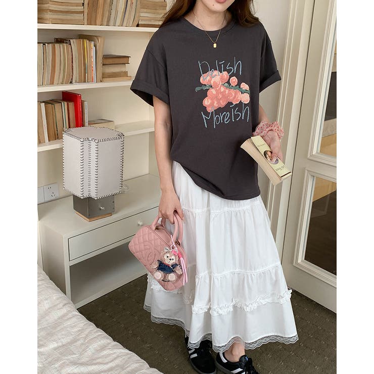 【3color】ぶどうアートプリント オーバーサイズTシャツ 半袖 | RAKUku | 詳細画像7 