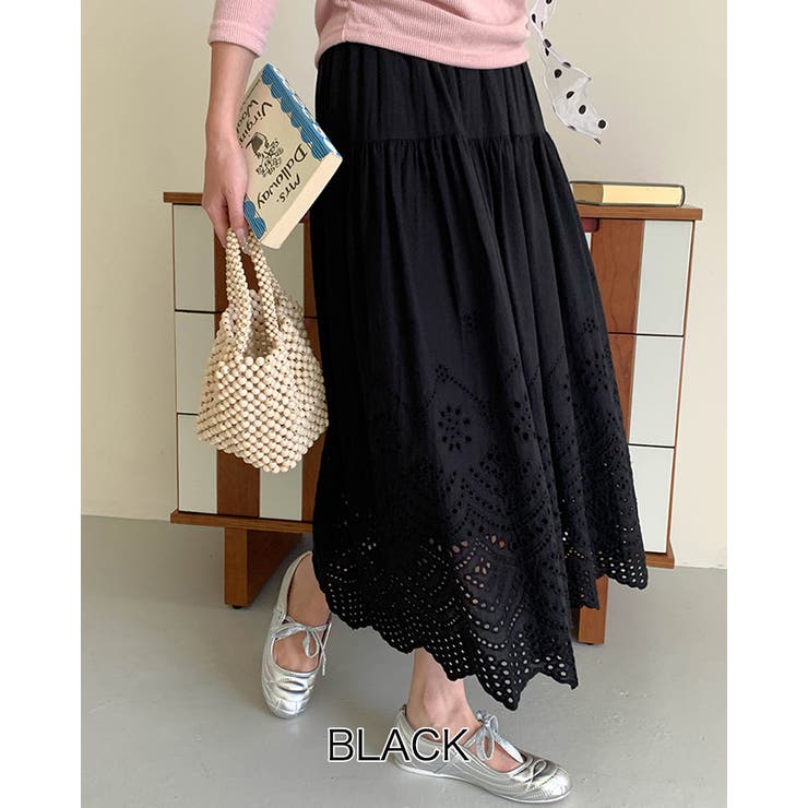 ブラック | 【2color】 スカラップレース カットワーク | RAKUku