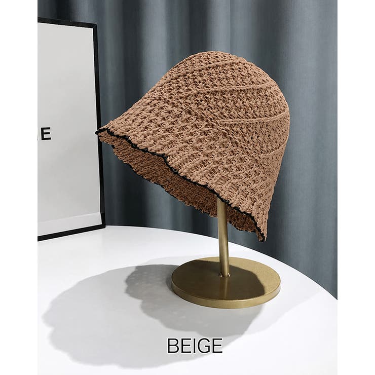 ベージュ | 【3color】メロウフリルバケットハット バイカラー 折りたたみ | RAKUku