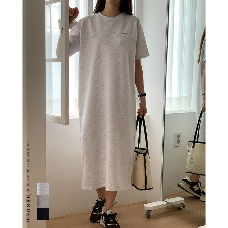 ゆったりワンピース ロング丈 半袖 | RAKUku | 詳細画像1 