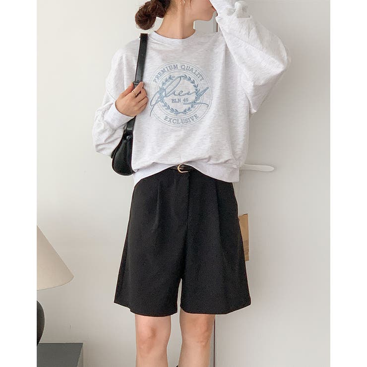 ホワイトメランジ | スウェットロゴ 刺繍 ロンT | RAKUku