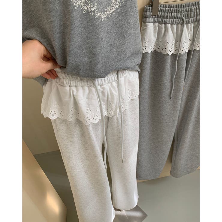 レース付き スウェットパンツ レーディス[品番：RKKW0003331