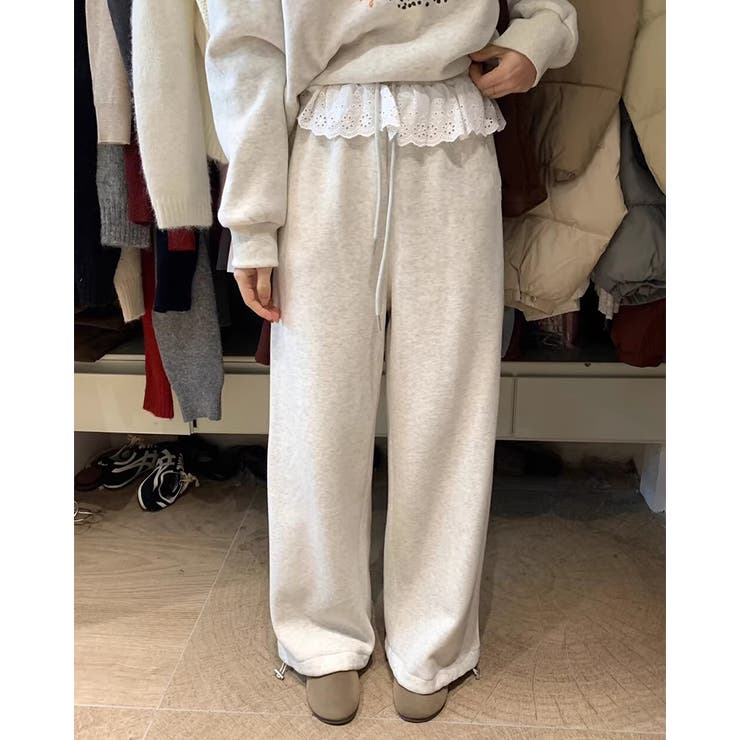 レース付き スウェットパンツ レーディス[品番:RKKW0003331 レース付き スウェットパンツ レーディス[品番:RKKW0003331
